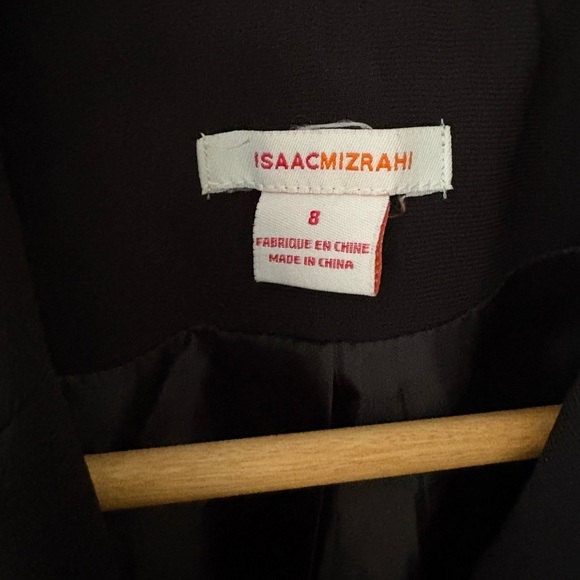 Isaac Mizrahi black structured blazer white stitch detail size 8 - Picture 2 of 9